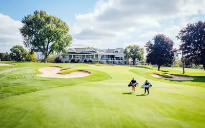 Two Golfers on a Fairway approaching Galt Country Club